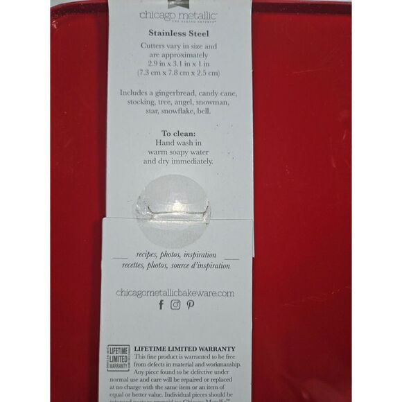 Chicago Metallic 9 Cookie Cutters & Gift Tin Candy Cane Tree Angel Snowman Star - Picture 2 of 4